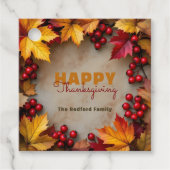 Elegant Rustic Autumn Wreath Thanksgiving Holiday フェイバータグ (正面)