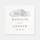 Elegant Rustic Barn Personalized Wedding スタンダードカクテルナプキン (正面)