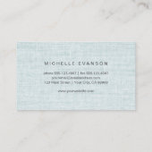 Elegant Rustic Bird Nest Pastel Blue Linen 名刺 (裏面)