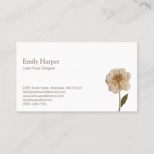 Elegant Rustic Boho Botanical Wildflower Floral 名刺 (裏面)