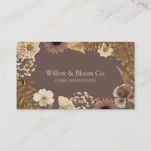 Elegant Rustic Boho Botanical Wildflower Floral 名刺 (正面)