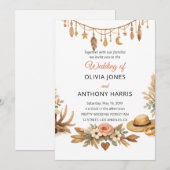 Elegant Rustic Boho Floral Chic Wedding  招待状 (正面/裏面)