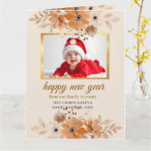 Elegant Rustic Boho Floral Christmas Card カード (黄色い花)