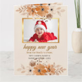 Elegant Rustic Boho Floral Christmas Card カード (正面)