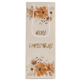 Elegant Rustic Boho Floral Christmas Wine Gift Bag ワインギフトバッグ