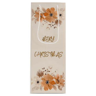Elegant Rustic Boho Floral Christmas Wine Gift Bag ワインギフトバッグ