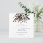 Elegant Rustic Boho Floral Pinecone Bridal Shower 招待状 (スタンド正面)