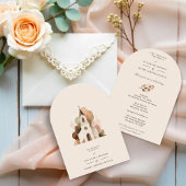 Elegant Rustic Brown Tones Church Wedding Designs 招待状