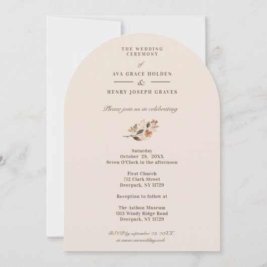 Elegant Rustic Brown Tones Church Wedding Designs 招待状 (裏面)