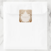 Elegant Rustic Brown Tree Arch White Floral スクエアシール (バッグ)