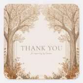 Elegant Rustic Brown Tree Arch White Floral スクエアシール (正面)