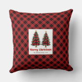 Elegant Rustic Buffalo Plaid Family Name Pillow クッション (裏面)
