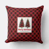 Elegant Rustic Buffalo Plaid Family Name Pillow クッション (正面)