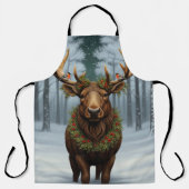 Elegant rustic Christmas moose winter landscape エプロン (正面)