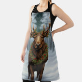 Elegant rustic Christmas moose winter landscape エプロン (インサイチュ)