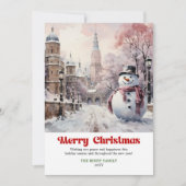 Elegant rustic Christmas scene card vintage city シーズンカード (正面)