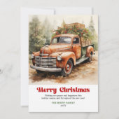 Elegant rustic Christmas scene red truck greeting シーズンカード (正面)