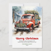 Elegant rustic Christmas scene vintage holiday car シーズンカード (正面)