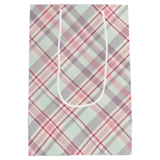 Elegant Rustic Classy Plaid Pattern ミディアムペーパーバッグ (裏面)