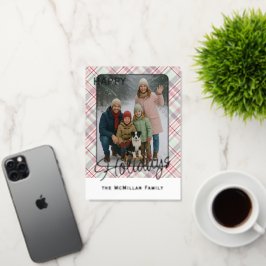 Elegant Rustic Classy Plaid Pattern Gold 箔シーズンカード