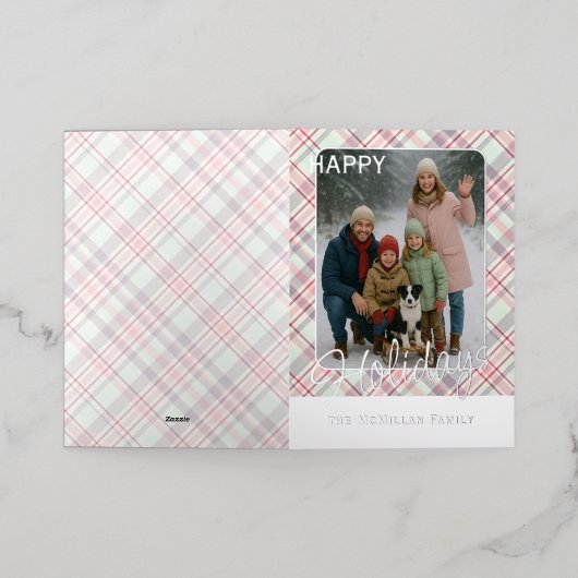 Elegant Rustic Classy Plaid Pattern Gold 箔シーズンカード (外側レイダウン)