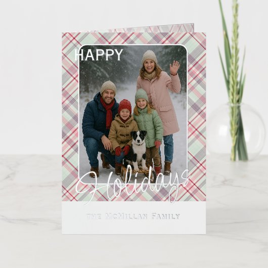 Elegant Rustic Classy Plaid Pattern Gold 箔シーズンカード (正面)