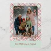 Elegant Rustic Classy Plaid Pattern Gold 箔シーズンカード (正面)