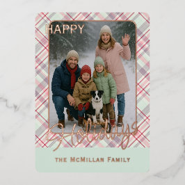 Elegant Rustic Classy Plaid Pattern Gold 箔シーズンカード