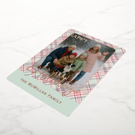 Elegant Rustic Classy Plaid Pattern Gold 箔シーズンカード (回転した状態)