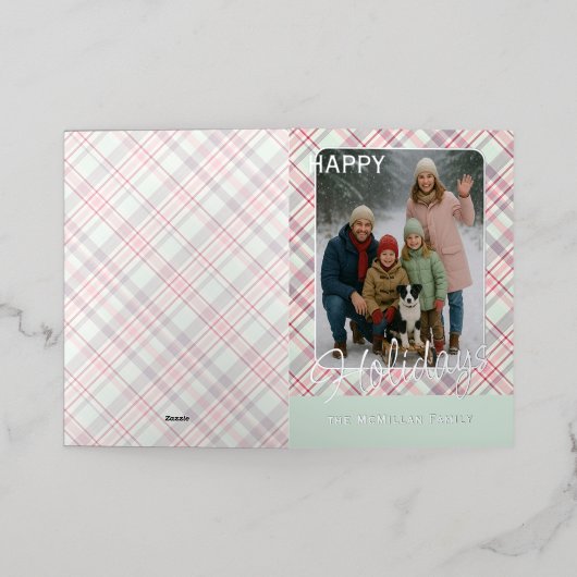 Elegant Rustic Classy Plaid Pattern Gold 箔シーズンカード (外側レイダウン)