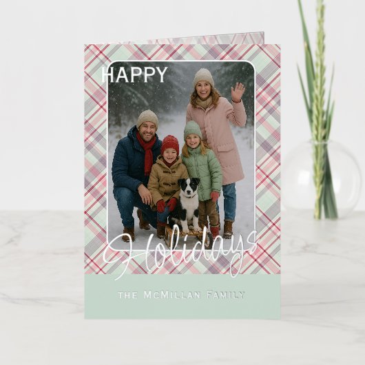 Elegant Rustic Classy Plaid Pattern Gold 箔シーズンカード (正面)