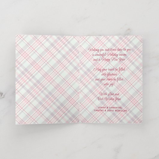 Elegant Rustic Classy Plaid Pattern Gold 箔シーズンカード (内側レイダウン)