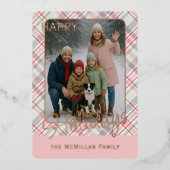 Elegant Rustic Classy Plaid Pattern Gold 箔シーズンカード (正面)