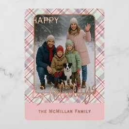 Elegant Rustic Classy Plaid Pattern Gold 箔シーズンカード