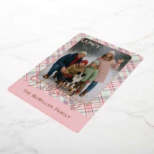 Elegant Rustic Classy Plaid Pattern Gold 箔シーズンカード (回転した状態)