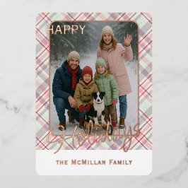 Elegant Rustic Classy Plaid Pattern Gold 箔シーズンカード