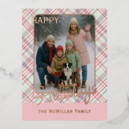 Elegant Rustic Classy Plaid Pattern Gold 箔シーズンポストカード