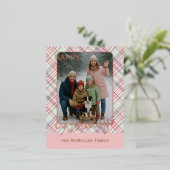 Elegant Rustic Classy Plaid Pattern Gold 箔シーズンポストカード (立ち正面)