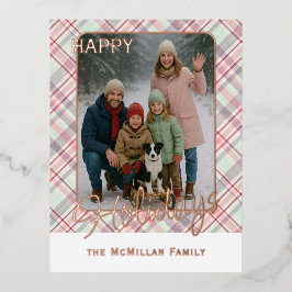 Elegant Rustic Classy Plaid Pattern Gold 箔シーズンポストカード