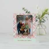 Elegant Rustic Classy Plaid Pattern Gold 箔シーズンポストカード (立ち正面)