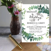 Elegant Rustic Eucalyptus Green Wedding Invitation 招待状