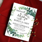 Elegant Rustic Eucalyptus Green Wedding Invitation 招待状