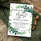 Elegant Rustic Eucalyptus Green Wedding Invitation 招待状