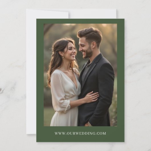 Elegant Rustic Eucalyptus Photo Greenery Wedding 招待状 (裏面)