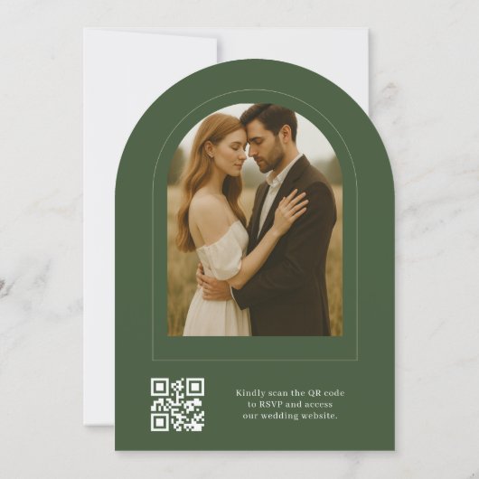 Elegant Rustic Eucalyptus QR Code Photo Wedding 招待状 (裏面)