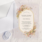 Elegant Rustic Fall Beige Lingerie Shower アクリル招待状