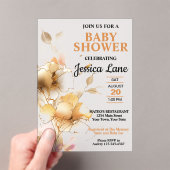 Elegant Rustic Floral Baby Shower アクリル招待状 (インサイチュ (ポータブル))