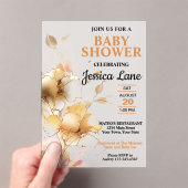 Elegant Rustic Floral Baby Shower アクリル招待状 (インサイチュ (ポータブル))