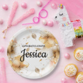 Elegant Rustic Floral Baby Shower ペーパープレート (パーティー)