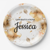 Elegant Rustic Floral Baby Shower ペーパープレート (正面)